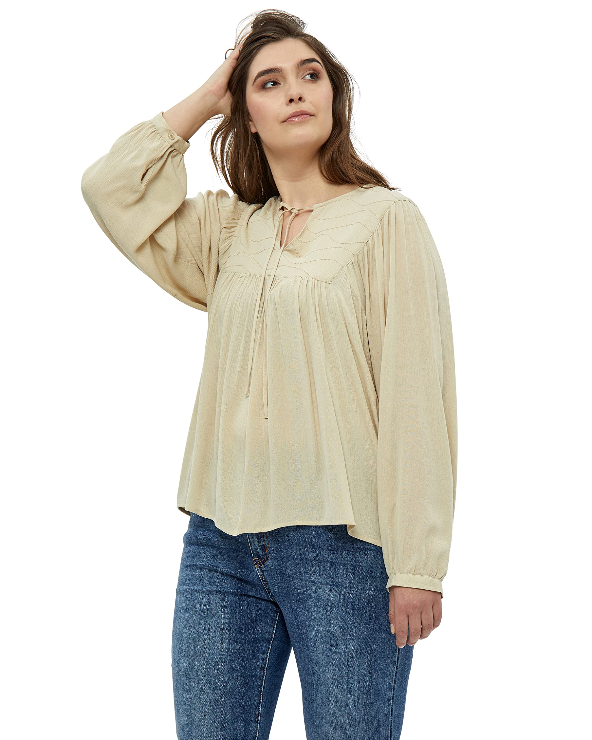 Peppercorn Danea Bluse Kurve | Bluse Damen In Beige | Frühling Bluse Elegant | Größe 54