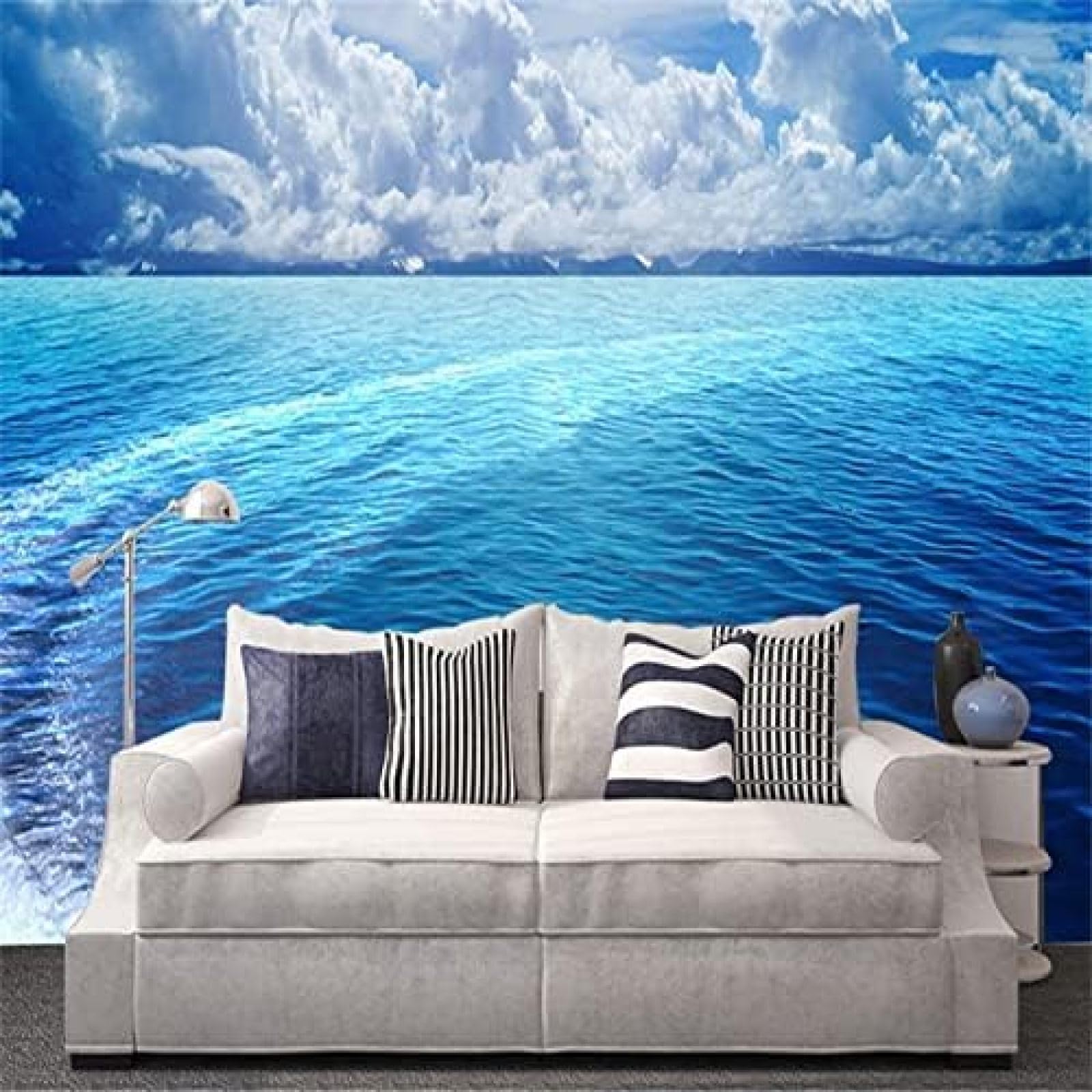 XLMING Startseite Kultur Porträt Blauer Ozean Landschaft 3D Tapete Wohnzimmer Sofa Schlafzimmer Esszimmer Home Dekoration Wand-300cm×210cm