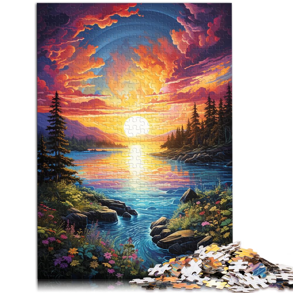 Puzzles für Erwachsene, farbenfrohe Fantasie-Sonnenuntergangslandschaft, 1000-teiliges Puzzle, Holzpuzzle zum Stressabbau, Urlaub zu Hause, Zeit totschlagen, 1000 Teile (50 x 75 cm)