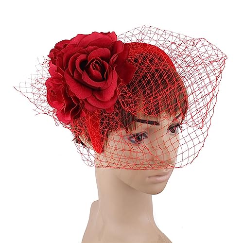 Vintage-Fascinator-Stirnband, exquisite Rose, für Teeparty, Hochzeit, Kostüm, Pillbox, Hut, Dame, Kopfbedeckung für Beerdigung/Hochzeit, Kopfbedeckung