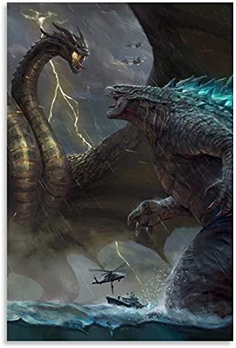 DIY 5d Diamant Malerei Kristall Strass Painting Godzilla King of The Monsters Godzilla King Ghidorah und Bild Stickerei Bilder Kunst Handwerk FüR Erwachsene Und Kinder 11.8"x15.7"(30x40cm) Kein Rahmen