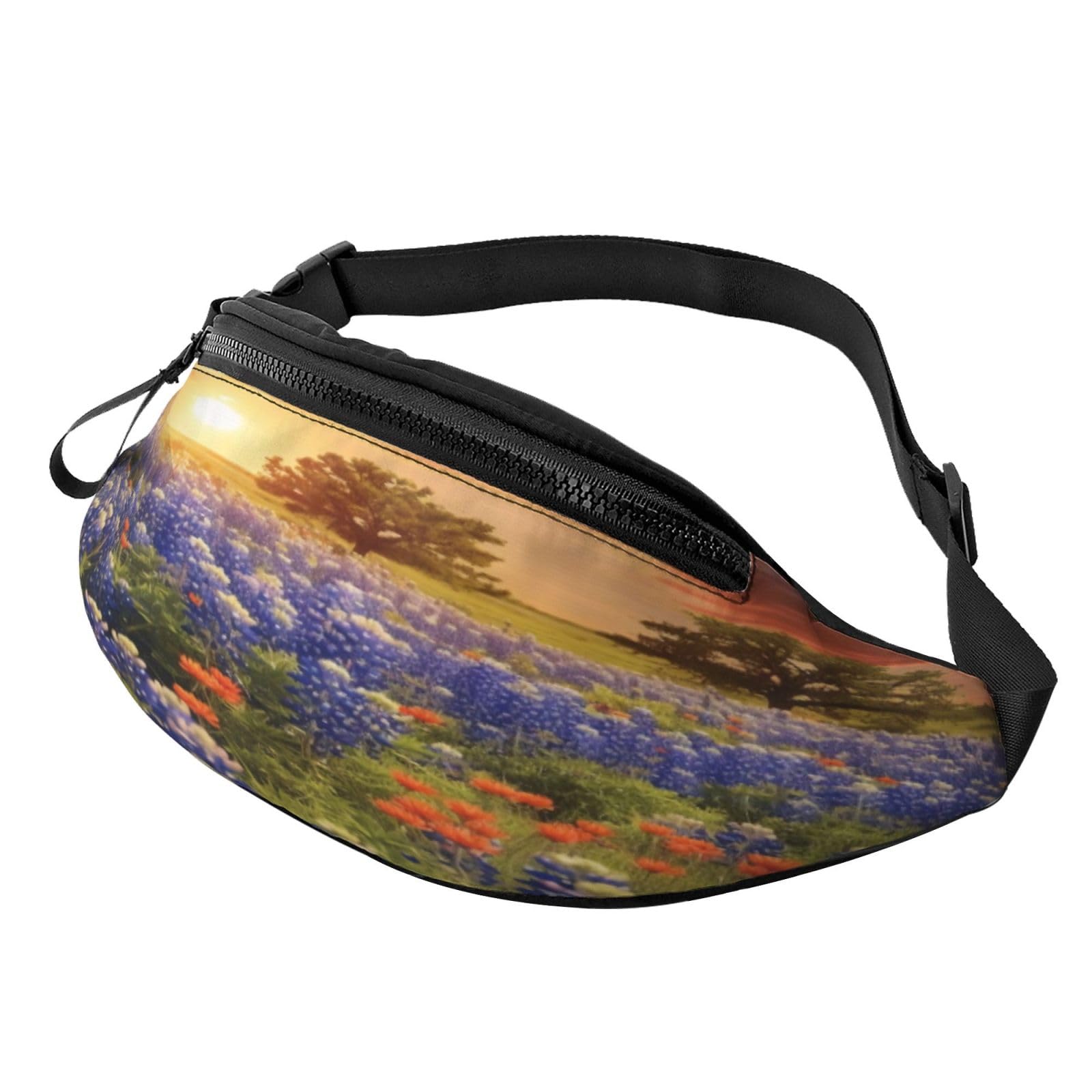 Bauchtasche mit gelben Blumen und Schmetterlingen, leichte Hüfttasche für Reisen und den täglichen Gebrauch, Texas Bluebonnets Scenery2, Einheitsgröße