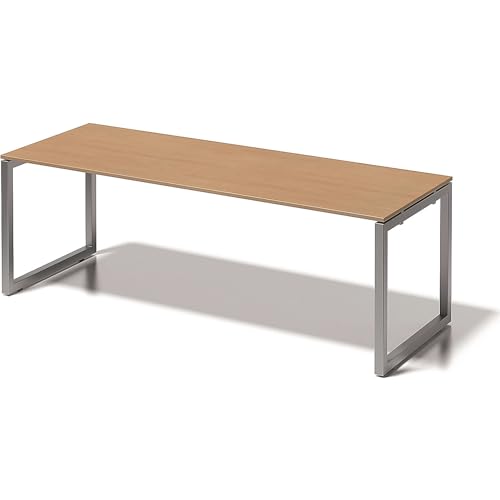 BISLEY Cito Schreibtisch, 740 mm höhenfixes O, H 19 x B 2200 x T 800 mm, Dekor buche, Gestell Silber, Metall, Bc355, 80 x 220 x 85 cm