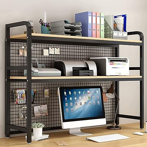 Schmiedeeisernes Schreibtisch-Bücherregal - Verstellbares Schreibtisch-Bücherregal/Bücherschrank aus Metall, Gitter-Schreibtisch-Aufbewahrungsregal, Modernes Schreibtisch-Organizer-Regal, für Büro/K