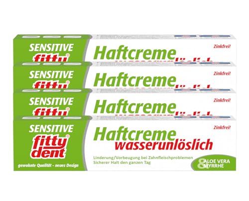 fittydent sensitive Haftcreme, Klebt statt nur zu haften - einen ganzen Tag, Für Voll- und Teilprothesen, Mit der Pflegewirkung von Aloe Vera und Myrrhe, 40 g