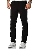 Amaci&Sons Herren Regular Slim Stretch Chino Hose Fit 1-7010 Schwarz W36/L30