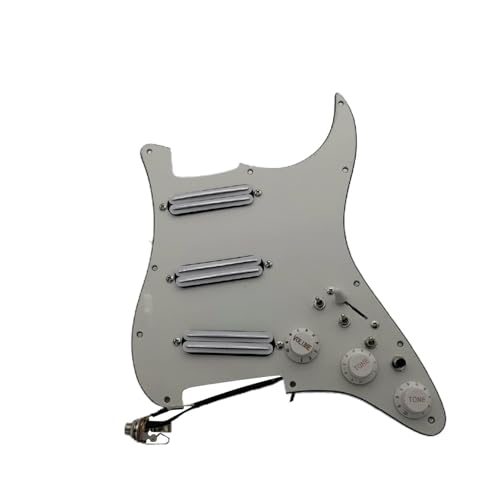 Schlagbrett Tonabnehmer für E Gitarre Gitarren-Tonabnehmer SSS Small Double Track Humbucker-Tonabnehmer 16-Wege-Tonkombinationstyp Vollständig bestückter Schlagbrett-Tonabnehmersatz(Vintage White)