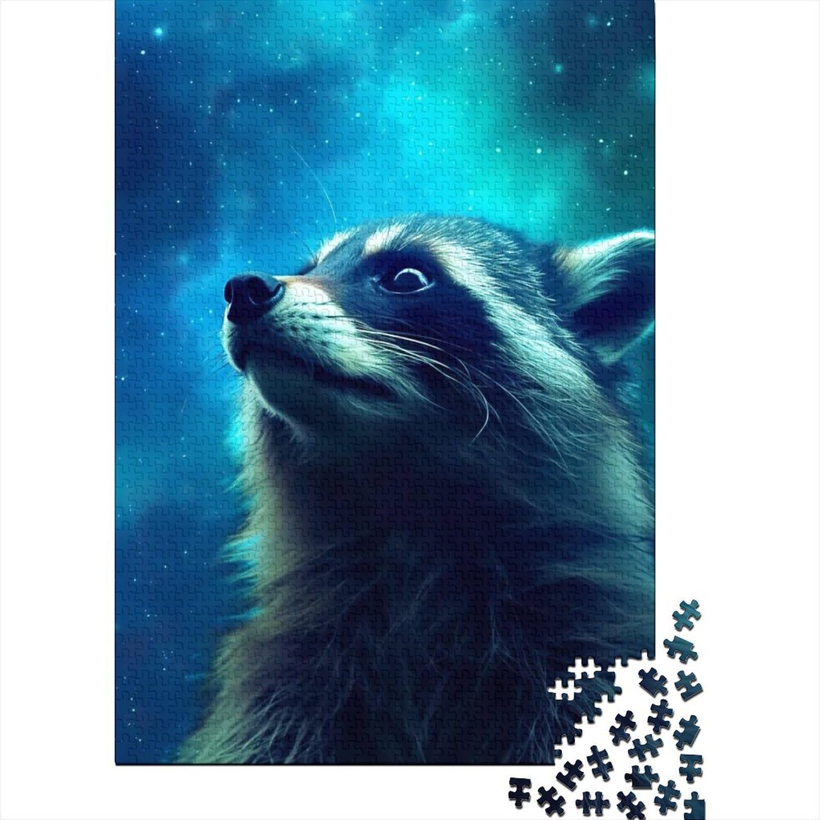 Cosmic Raccoon Holzpuzzle für Erwachsene und Jugendliche, 1000 Teile, Puzzle für Erwachsene und Jugendliche, entspannendes geistiges Lernspielzeug (Größe: 75 x 50 cm)