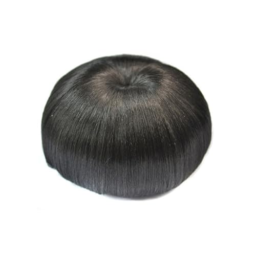 Brötchen Haarteil Synthetische Haarteile, sphärische Hochsteckfrisuren, Chignon mit Pony, Clip in Haarknoten-Pad, Donut, Gummiband, schwarze Farbe Brötchen Haarteil(A Without Bangs)