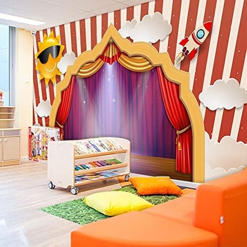 XLMING Cartoon Wand Tanzstudio Training Kindertag Dekoration Küche Esszimmer Arbeitszimmer Wohnzimmer TV Hintergrund Wand 3D Tapete-300cm×210cm