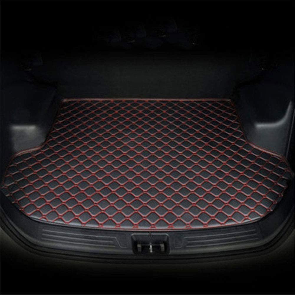 KUANDEDIAN Auto Leder Kofferraummatten für Toyota Prado 8seats 2006-2016, Langlebiges Kofferraum Schutzmatte Kofferraumwanne Cargo Matte Wasserdicht Zubehör,B/Black~Red