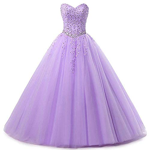 Zorayi Damen Liebsten Lang Tüll Formellen Abendkleid Ballkleid Festkleider Flieder Größe 44