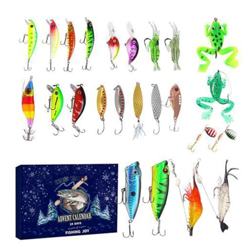 Festlicher Adventskalender zum Angeln, bunte Köder für Forellen und Barsch, für Angler, Angelköder-Set, Angler