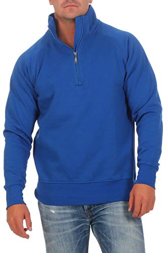 Happy Clothing Herren Pullover halber Reißverschluss ohne Kapuze, Größe:4XL, Farbe:Blau