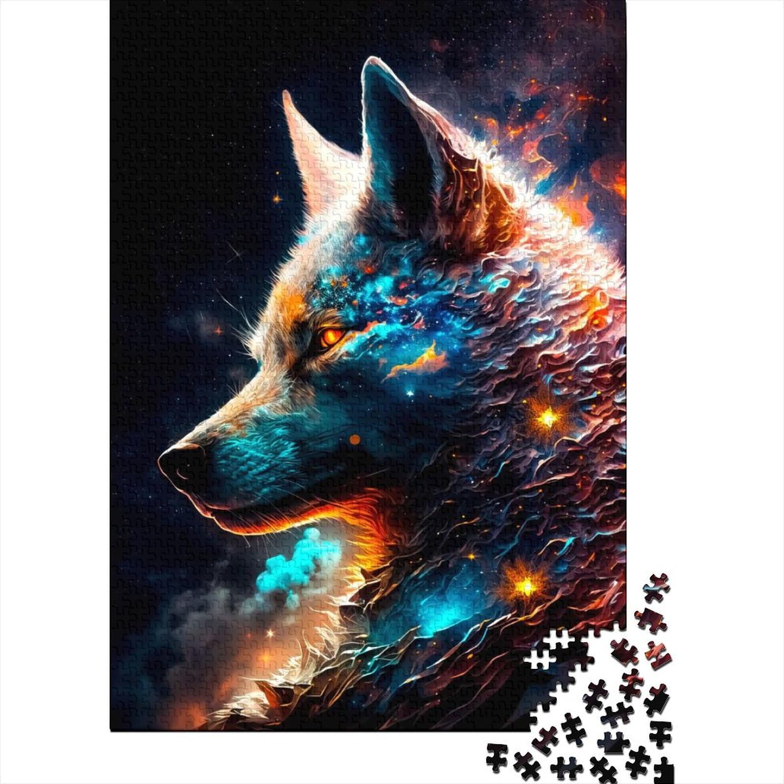 Wolf Space Holzpuzzle für Erwachsene Puzzles 1000 Teile Puzzles für Erwachsene Teenager Ganze Familie Und Die 75x50cm