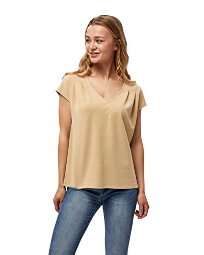 Peppercorn Lana V-Ausschnitt Cap Ärmel T-Shirt | Tshirt Damen In Beige | Frühling Bluse Damen | Größe Xxl