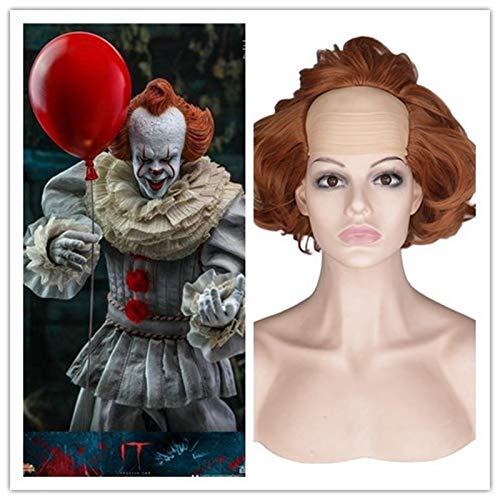 LINLINCD-Anime Coer Wig. Film Stephen King' s It Pennywise Clown Joker Perücke Cosplay Der Clown Pennywise Orange Kurzes Synthetisches Haar Halloween Rollenspiel QY025