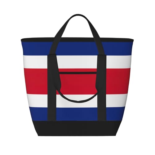 YQxwJL Isolierte Kühltasche mit Flagge von Costa Rica, großes Fassungsvermögen, Einkaufstasche, Reisen, Strand, wiederverwendbare Einkaufstasche für Erwachsene, Schwarz, Einheitsgröße