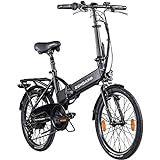 ZÜNDAPP Faltrad E-Bike 20 Zoll Z101 Klapprad Pedelec StVZO Elektrofaltrad 6 Gang (schwarz)