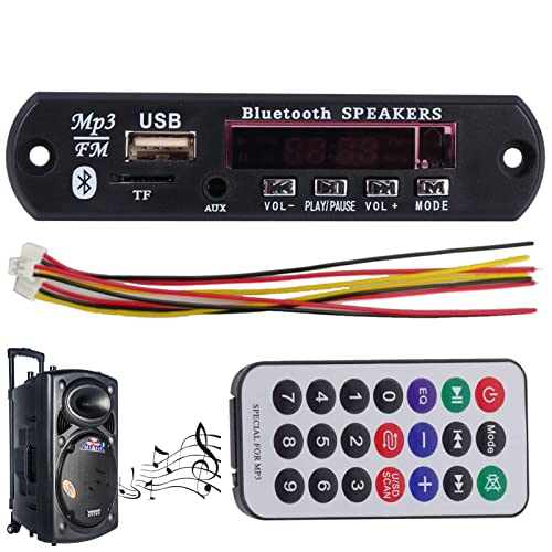 5 Stück Bluetooths MP3 Dekodierungsplatine – USB TF FM Freisprecheinrichtung Wireless MP3 WMA Audio Modul Decoder Board | Audio Modul Rot Digital LED Display Board Wireless mit Fernbedienung Kot-au