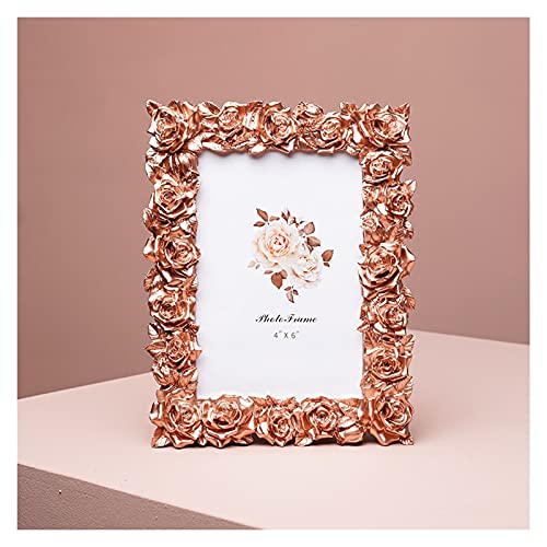 Bilderrahmen Romantische Rosenblume Fotorahmen Handgemachte Harz Fotorahmen mit High-Definition-Glas-Fotorahmen-Hochzeitsgeschenke, rosa Gold Family Geschenk / Bilderrahmen Zum Befüllen ( Size : 5*7 )