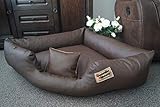 Hundebett Eckbett Hundesofa Schlafplatz Kunstleder Canto (100 cm X 100 cm, Braun)