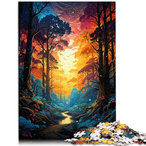 Puzzlespiele Bunter Psychedelischer Dschungel Puzzle für Erwachsene 1000-Teile Holzpuzzle für anspruchsvolle Puzzlespiele und Familienspiele 1000 Stück (50 x 75 cm)