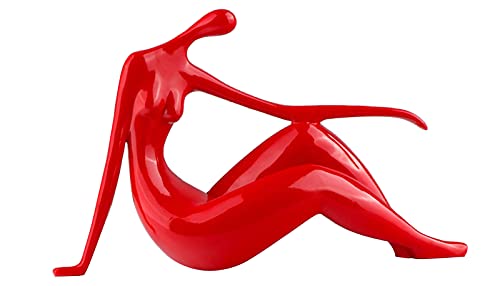 Uziqueif Frau Körper abstrakte Skulpturen Home Decor Modern,Yoga Girl Woman Statuen Figuren Skulpturen Modern Home Desktop Dekoration, Tischskulptur, TV-Ständer Dekorationen für Wohnzimmer,Red b,shiny