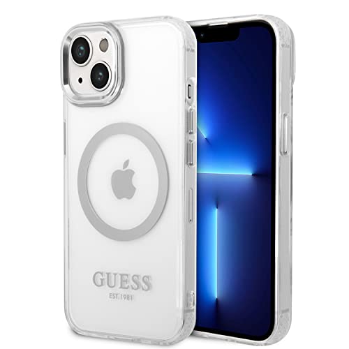 Guess GUHMP14MHTRMS Hülle für iPhone 14 Plus 6,7" Silber/Silver Hard case Metal Outline