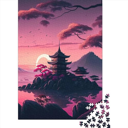 Japanischer Tempel, Holzpuzzle, Puzzle für Erwachsene und Teenager, 1000 Teile, Puzzle für Erwachsene, lustige Familienpuzzles für Erwachsene (Größe 29,53 x 19,69 Zoll)