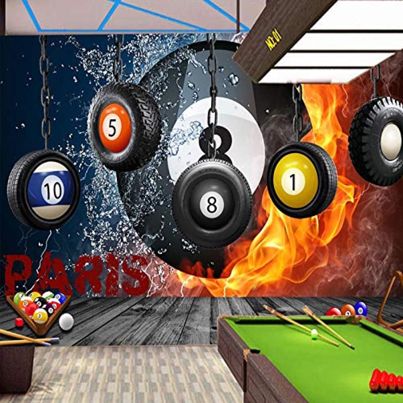 XLMING Benutzerdefinierte jede Größe große Wandbild Tapete 3D-Stereo-Billard-Hängerad Sport-Fresko-Billard-Raum-Hinte fototapete 3d effekt tapete Wohnzimmer Schlafzimmer Hintergrundbild-400cm×280cm