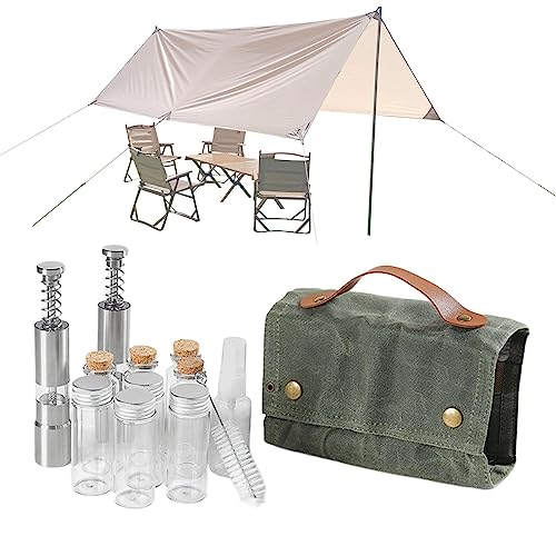 UKALOU Rucksack-Set | Camping-Küchen-Organizer – Reise-Gewürzbehälter in Canvas-Organizer für Camping, Outdoor