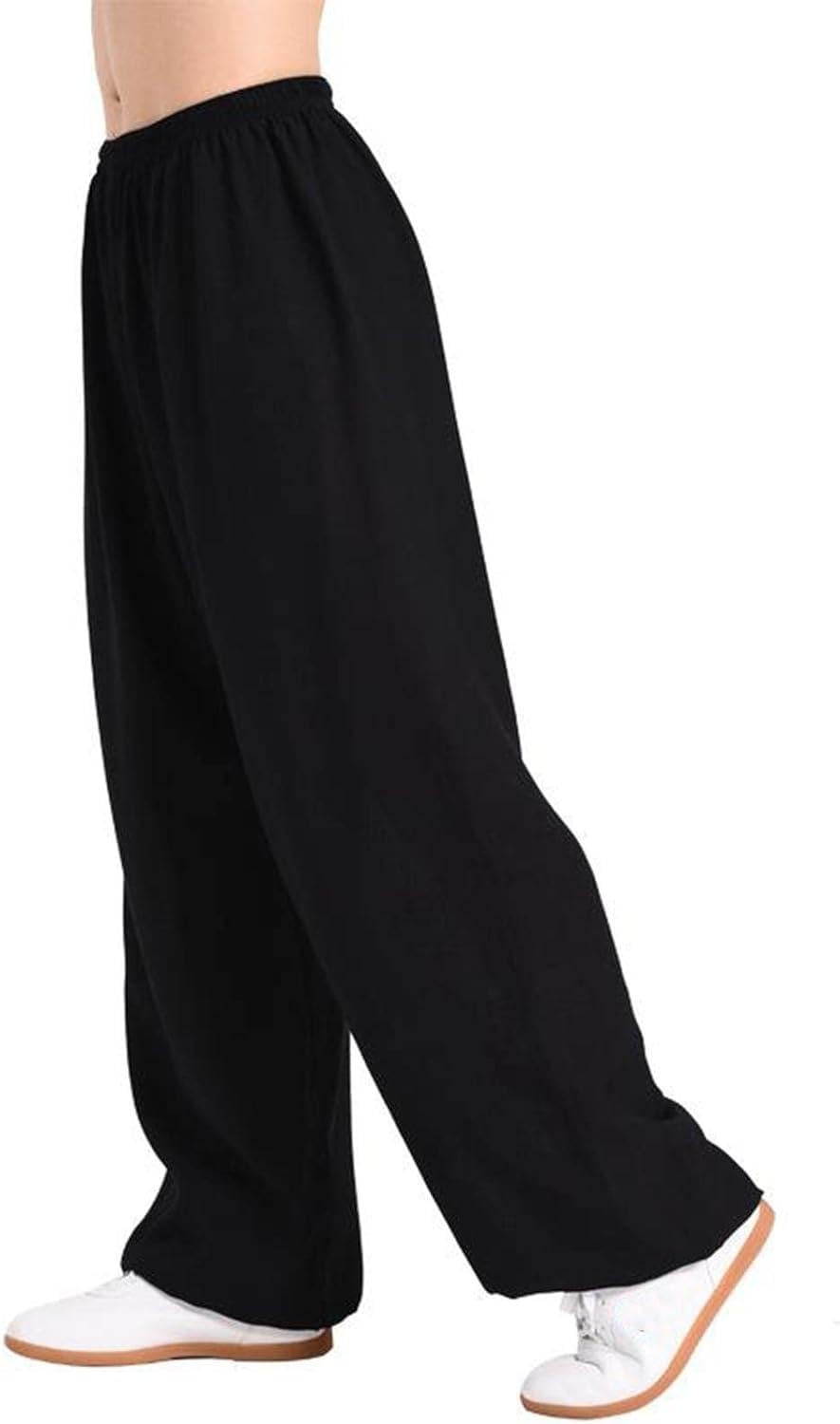 Kampfsport-Tai-Chi-Trainingshose für Herren und Damen, Tai-Chi-Hose, chinesisches Kung-Fu, Qigong, Shaolin, Pumphose mit weitem Bein, elegante Uniform, Kung-Fu-Hose, Yoga-Hose, Jogginghose,Black-M