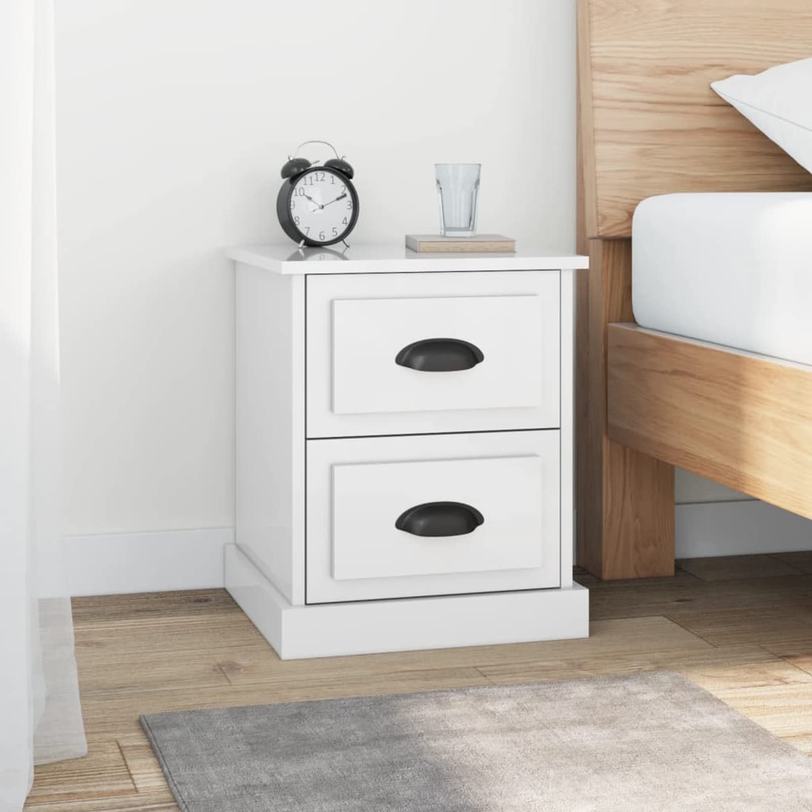 Sufrk Nachttische 2 STK. Hochglanz-Weiß 39x39x47,5 cm Holzwerkstoff Nachtschrank Nightstand Nachttisch 2er Set Nachttisch Schrank Schlafzimmer Nachttisch - 816149