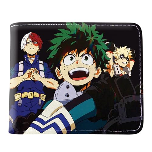 RYNDEX My He-ro Academ-ia Anime Geldbeutel, Karikatur Portmonee Klein Kompakt, PU-Leder Geldbörse Brieftasche Wallet, für Kinder Fans(Color:Multicolor 9)