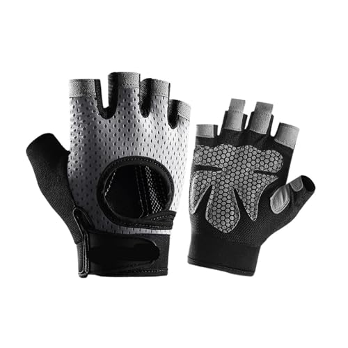 LYHYDMA Fitness-Handschuhe Sport Fitness Männer und Frauen Gewichtheben Atmungsaktive rutschfeste Silikon Halbfinger Fahrradhandschuhe(Grey,L)