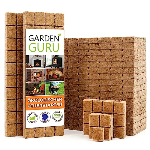 GardenGuru Kaminanzünder Grillanzünder Würfel Schnellanzünder Öko Ofenanzünder Kohlenanzünder Feueranzünder Holzofenanzünder Holzwolle Wachs 1800 Stück 4kg