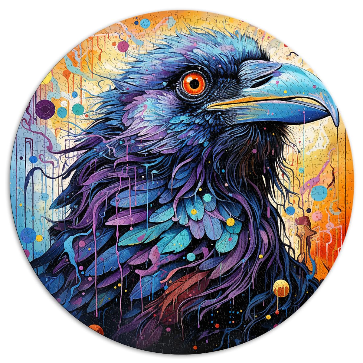 Spielgeschenk Jigsaw Raven Buntes Puzzle für Erwachsene 1000 Teile 67,5 x 67,5 cm Denksportspiel Schwieriges schweres Puzzle für Frauen und Männer