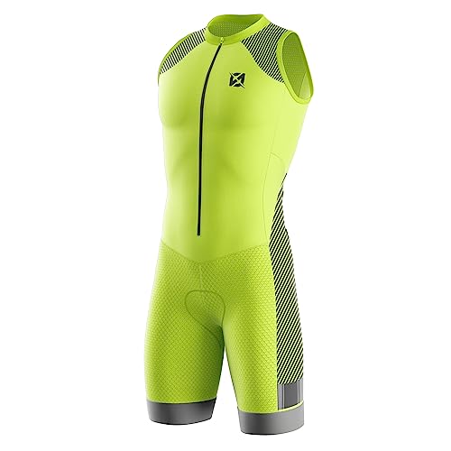 Triathlon Anzug Herren Herren Radsportanzug gepolstert einteilig Trisuit Bike Top Short Trisuit Einteiler für Wettkampf (TYP-3,XL)