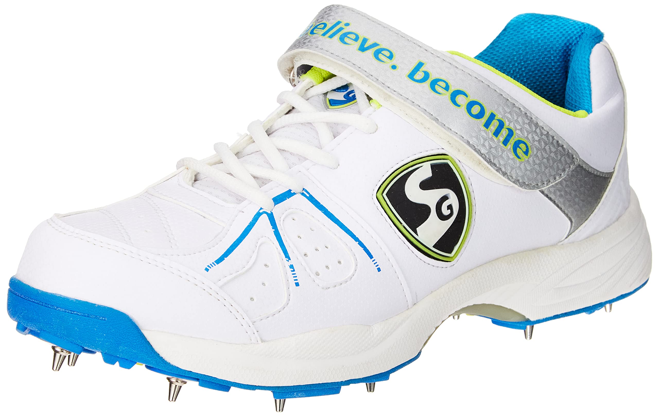 SG Unisex-Adult Hilite 5.0 Kricket Schuhe, Weiß/Limette/Aqua, Größe 9