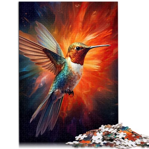 Puzzle für Kolibri-Tier. Lustiges Puzzle für Erwachsene, 1000-teiliges Holzpuzzle mit passendem Poster und Wissensblatt. 1000 Teile (50 x 75 cm)