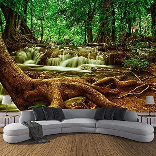 XLMING Greentree Waldgebiet Wasserfall 3D Tapete Wohnzimmer Sofa Schlafzimmer Esszimmer Home Dekoration Wand-300cm×210cm