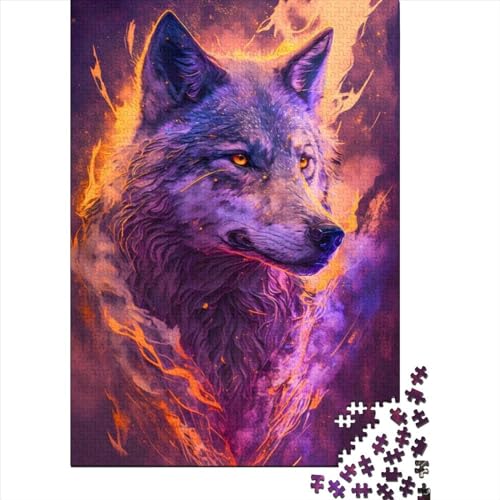 Fantasy Strange Wolf-Puzzles für Erwachsene und Teenager. Schwierige, anspruchsvolle Puzzles mit 500 Teilen eignen ganze Familie und die (Größe: 52 x 38 cm)