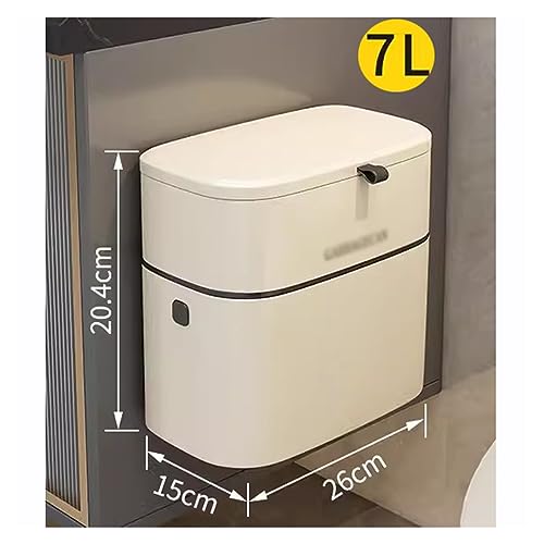 Mülleimer für den Innenbereich Badezimmer-Mülleimer mit Deckel, Mülltonne, Wandmontage, Küche, Wohnzimmer, Toilette, Spalt, Papierkorb for Aufhängen, 7 l/8 l/9 l Dekorativer Haushaltsmülleimer(7L)