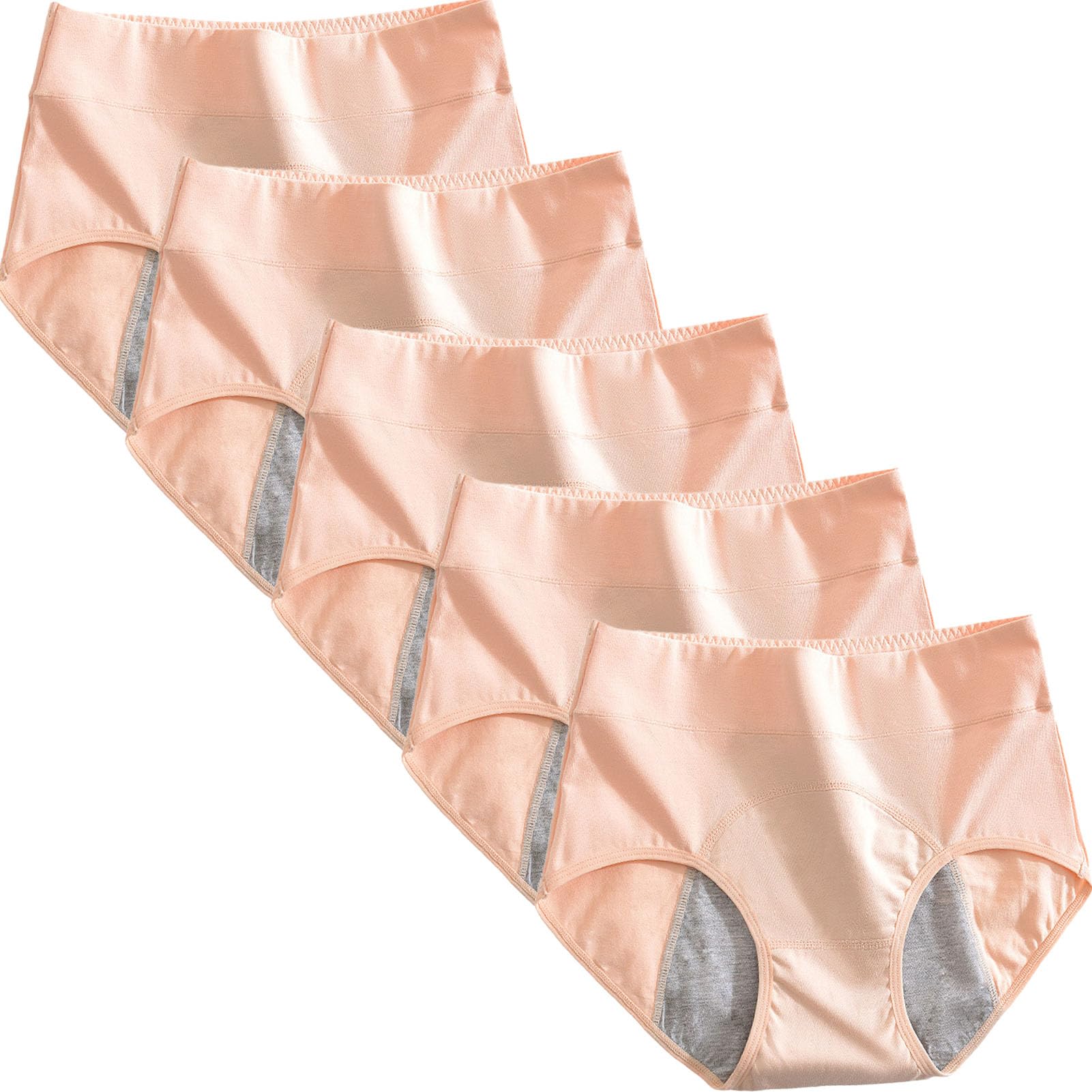 5pcs PeriodenunterschwäSche, Hohe Taille MenstruationsunterwäSche, Inkontinenz Slip, Reine Baumwolle Inkontinenz Schutzhosen UnterwäSche