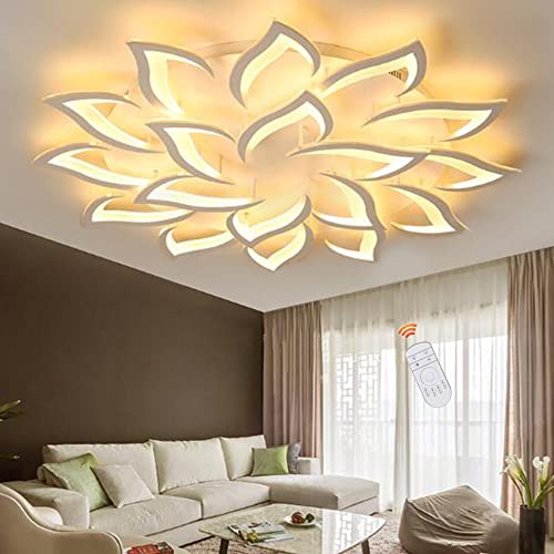 LED Deckenleuchte Dimmbar Blumen Deckenlampe Mit Fernbedienung Moderne Große Wohnzimmerlampe Acryl Lichtfarbe Helligkeit Einstellbar Kronleuchter Für Schlafzimmer Esszimmer Kinderzimmer,18 Heads