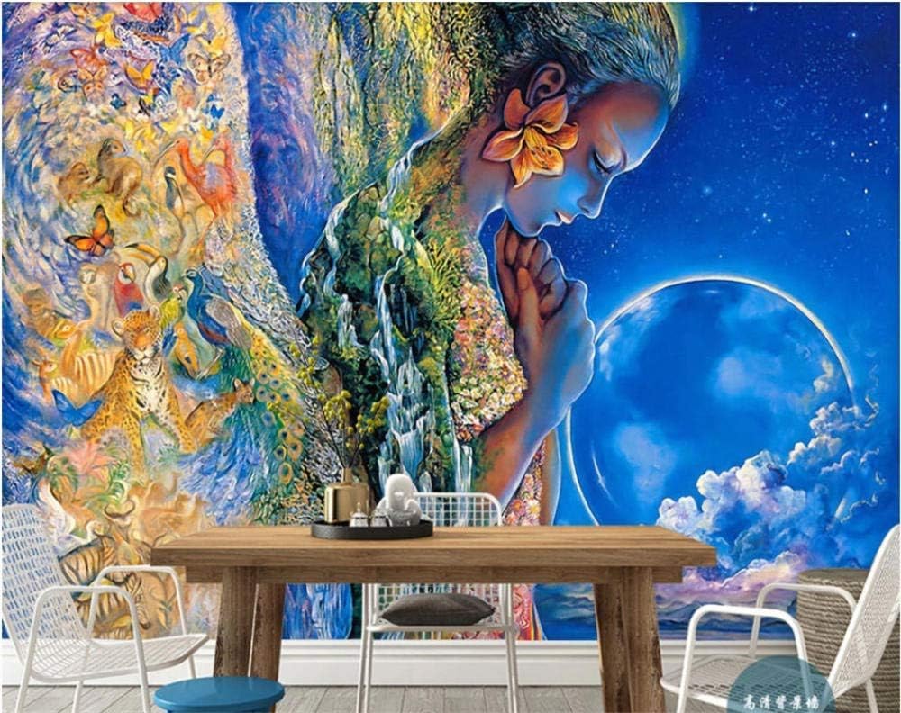 Blauer Himmel Mond Schönheit 3D Tapete Poster Restaurant Schlafzimmer Wohnzimmer Sofa TV Dekorative Wand-200cm×140cm