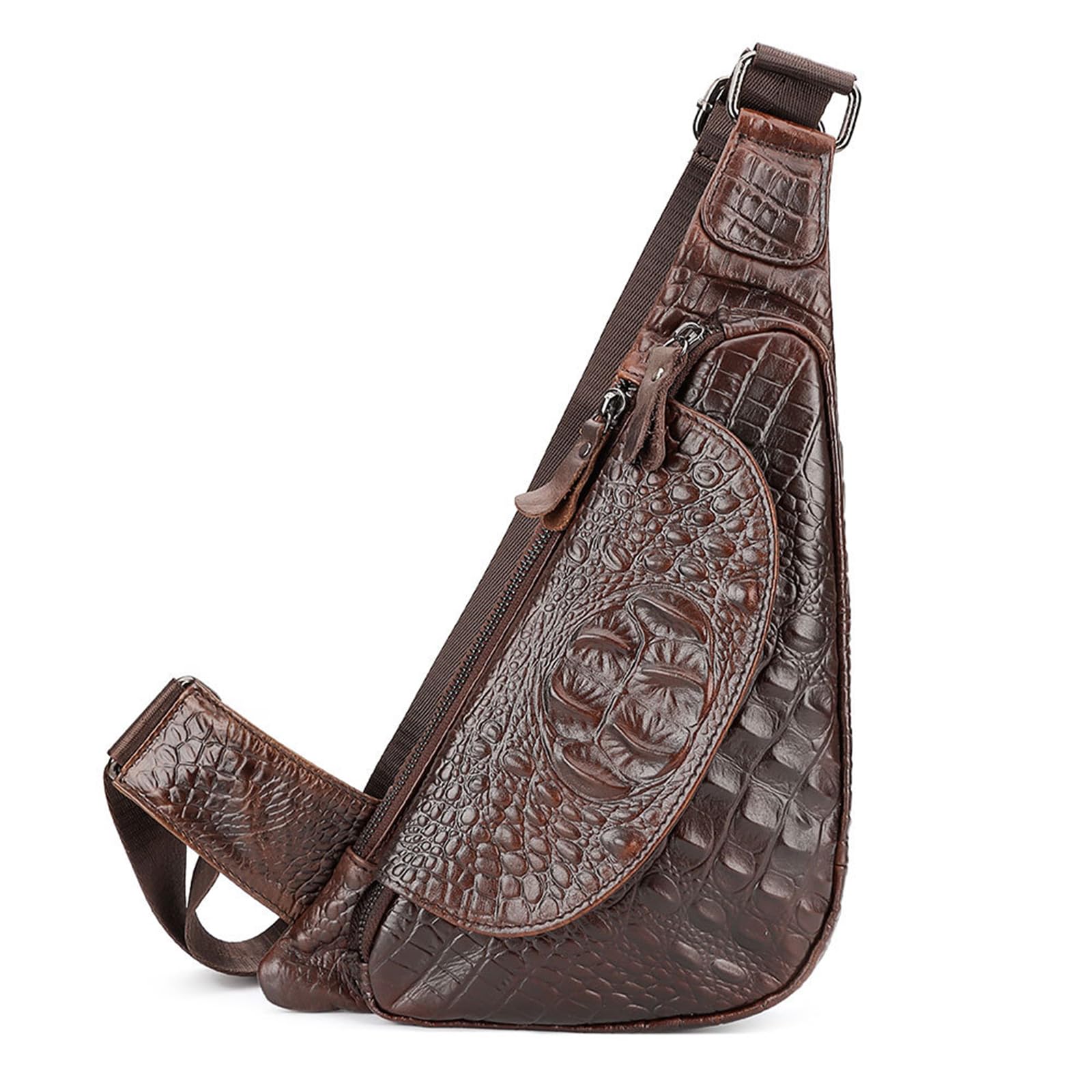 ohodhmnu Damen Tragetasche, 2023 Sling Bag Leder Brusttasche Reise Gürteltasche Textur über der Schulter Tasche für Männer Vielseitige Crossbody Tasche, coffee, With pendant