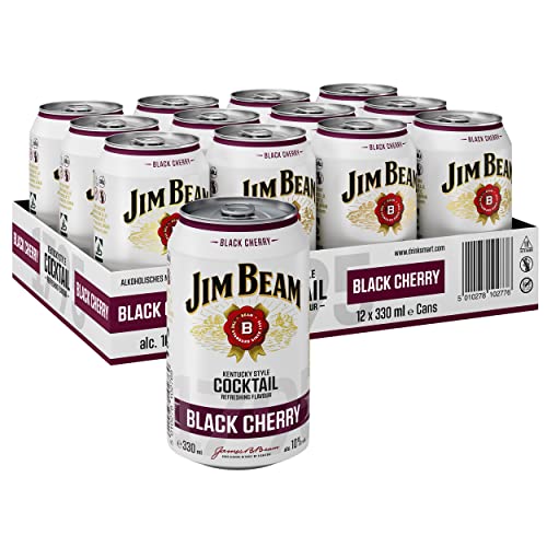 Jim Beam Black Cherry | Kentucky Straight Bourbon Whiskey mit Schwarzkirsche | eine perfekte Mischung | 10% Vol. | Einweg, 12 x 330ml