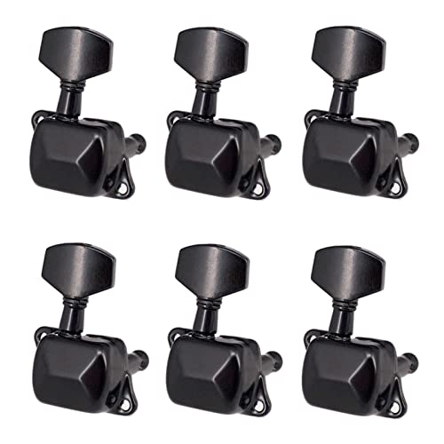 ALFAAL 6 Teile Gitarre String Tuning Pegs Halbgeschlossene Tuning Maschine Maschinenköpfe Tuner Für E-Gitarre Akustikgitarre (Color : Black 6R)